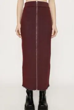 SLY ダメージング リブ ジップド ロングスカート ニットスカート