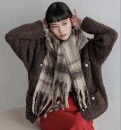 【Lowrys Farm】フトフリンジガラストール580197チェック柄マフラー