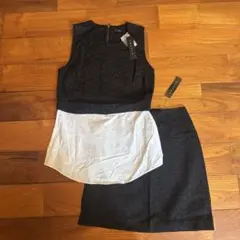 新品 Theory セットアップ ノースリーブ スカート　ブラックレース
