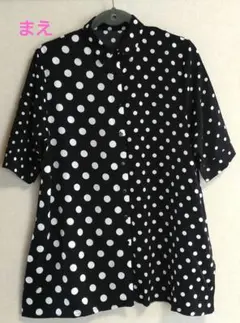 未使用ドット柄 半袖オーバーブラウス