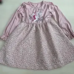 ユニコーン 花柄 ワンピース ピンク ワンピ　7Y 花柄 長袖 女の子