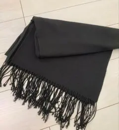 黒　フリンジ付きストール　薄手