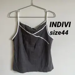 INDIVI グレー クロスストラップ キャミソール／タンクトップ大きいサイズのサムネイル