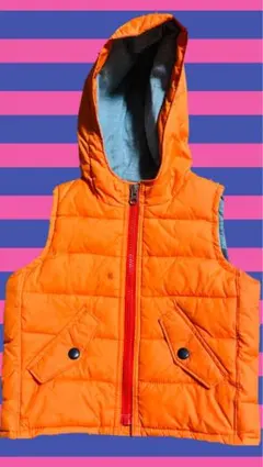 baby gap 子供用ダウンベスト オレンジ フード付き 110センチ