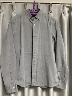 【Fred Perry】フレッドペリー グレー無地 S コットン100%シャツ