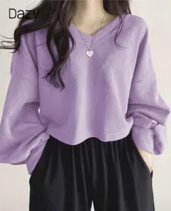 シーイン　パープル　春秋服　Vネック