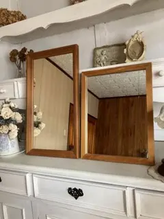 壁掛けミラー　2セット　木材