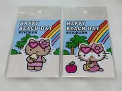 ハローキティ ビーチデイ ステッカー 2枚セット　日焼けキティ　ガングロ
