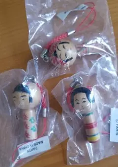 T-ARTS こけし根付け ガチャ ストラップ 3個セット