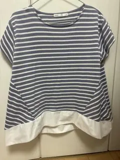 ikka ボーダー 半袖Tシャツ 切り替えデザインのサムネイル