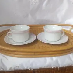 リチャードジノリ　カップ＆ソーサー(2客)　ピンクライン