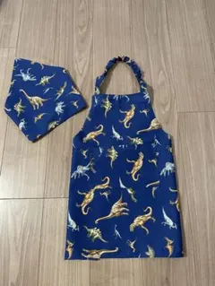 キッズエプロン　三角巾セット　恐竜　子供用エプロン　男の子　ハンドメイド