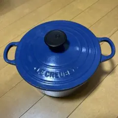 ジャンク品　ル・クルーゼ　Le Creuset 青いホーロー両手鍋 フランス製のサムネイル