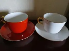 大倉陶園 コーヒーカップ＆ソーサー デミタス 赤市松 大倉陶園 デミタスカップ＆ソーサー 即興詩人 「ローマのオペラ