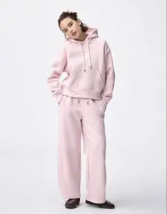 ＊GU ヘビーウェイトスウェットバレルレッグパンツ・ピンク・S＊