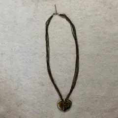 大ぶり ハート型 ムラーノガラスネックレス 多色マーブル ヴィンテージ調