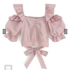 GRL ショルダーオープンフリルバックリボントップス tU614 ピンク