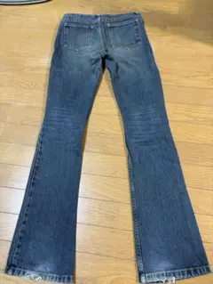 フレアデニム ダークブルー フリンジ加工