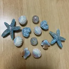 【12個セット】海モチーフ ジビッツ ブルー系 夏 マリン 海 クロックス