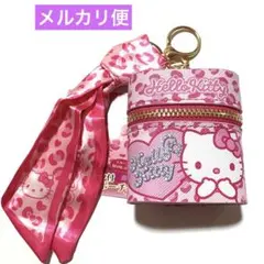 サンリオ ハローキティ スカーフ付きチャームポーチ ピンク ヒョウ柄