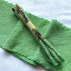 変わり小桜組の美しい帯締めと若草色の総絞りの　帯揚げ帯締めセット