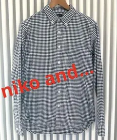 【 niko and... 】白黒 ギンガムチェック柄 長袖シャツ サイズ③