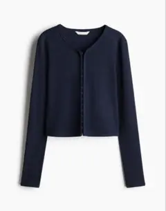 完売品【H&M】ネイビー 長袖 リブカーディガン S