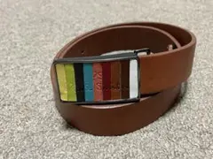 ポールスミス　マルチストライプレザーバックル　レザーベルト