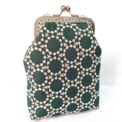 ハンドメイド　がま口ポーチ　タバコケースなど　刺繍まる模様