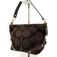 極美品 コーチ 294 アクセサリーポーチ シグネチャー ダークブラウン