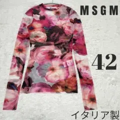 【美品·未使用】MSGM 花柄 シアートップスブラウス 総柄 ロゴ イタリア製のサムネイル