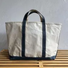 80S後期 USA製 L.L.Bean 2色タグ トートバッグ ネイビー L