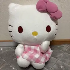 【新品】ハローキティLLぬいぐるみピンクチェックVer.