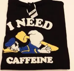 【新品未使用タグ付】ドナルド I NEED CAFFEINE Tシャツサガラ刺繍