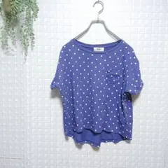 【ビームスハート】ドット柄 水玉 半袖Tシャツ テールカット ショート丈