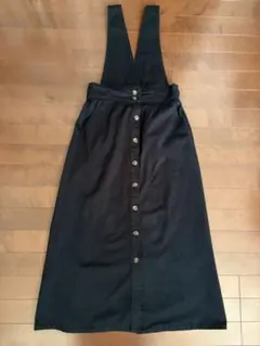 Honeys ジャンパースカート サロペットスカート ブラック デニム ロング丈