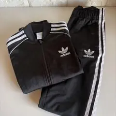 adidas 黒 ジャージ セットアップ130（original）（人気）