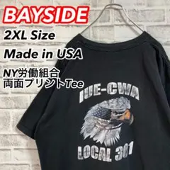USA製Tee★BAY SIDE NY USA製 両面プリント Tシャツ 星条旗