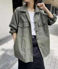 スピック&スパン　リップストップミリタリーシャツブルゾンジャケット