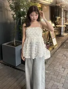 Chico ローズチュールペプラムブラウス アイボリー