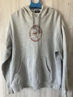 90s オールドユニクロ 紺タグ　鹿プリント　プルオーバーパーカー　グレー XL