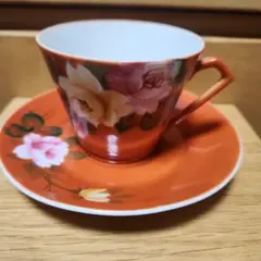 オールド　カップ&ソーサー 薔薇柄 アールデコ