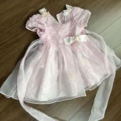 フラワー刺繍 リボン付きピンクドレス　９５CMプリンセス　ハロウィン　おままごと