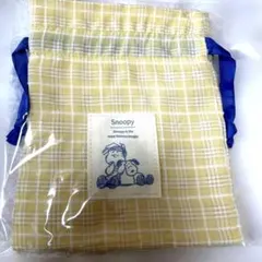 SNOOPY スヌーピー　巾着　ポーチ　チェック柄