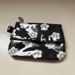 マリークワント　ティッシュポーチ　ポケットティッシュケース　デイジー　モノクロ