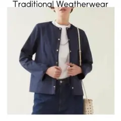 トラディショナルウェザーウェア ARKLEY ノーカラージャケット　ネイビー　紺