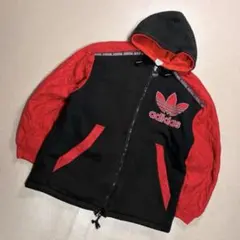 80s old adidas 切替ボアパーカー デサント製 デカロゴ XL相当