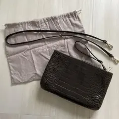 FABIO RUSCONI ダークグリーン ショルダーバッグ クラッチ パイソン