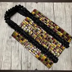 未使用 アタオ ATAO 牛革 型押し ステンドグラス エナメル フリルハンドル