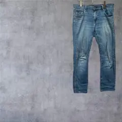 【ユニクロ】 スリムストレートジーンズ デニム ジーパン　綿 ブルー 32